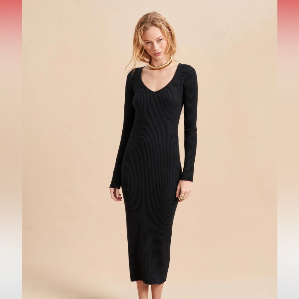La Ligne Sutton Sweater Dress in black in size XS